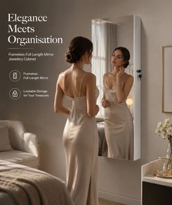 Wall Mounted Jewellery Cabinet with Full-Length Mirror