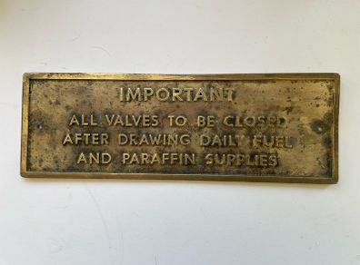 Vintage Copper Parafin information sign plate.