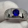Sterling silver Premium Vietnamese Cobalt Blue Spinel & White Zircon Ring in Rhodium Overlay Sterling Silver 1.48 Ct. Image 8