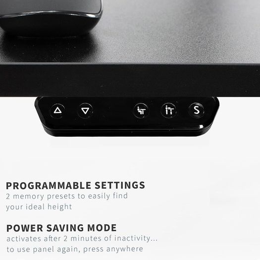 NEW SALE | Electric Height Adjustable 112 x 61 cm Stand Up Desk, Standing Workstation with Memory Controller, Black Top, Black Frame