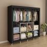 Portable Wardrobe Clothing Wardrobe Shelves Clothes Storage Organiser With 4 Hanging Rail,Black Image 2