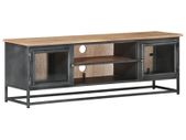TV Cabinet Grey 120x30x40 cm Solid Acacia Wood and Steel