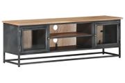 TV Cabinet Grey 120x30x40 cm Solid Acacia Wood and Steel