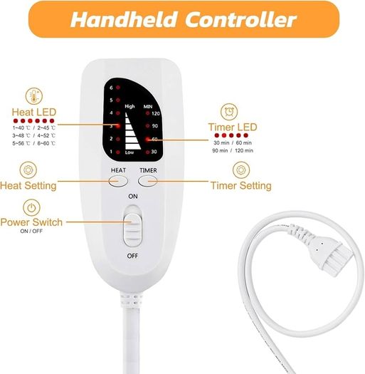 Heating pad, Electric Heat Pad with Automatic Switch-Off and 6 Temperature Levels Heating pad for Back Neck Shoulder Belly Heating Technology - Machine Washable. (20" x 24", Silver Gray)