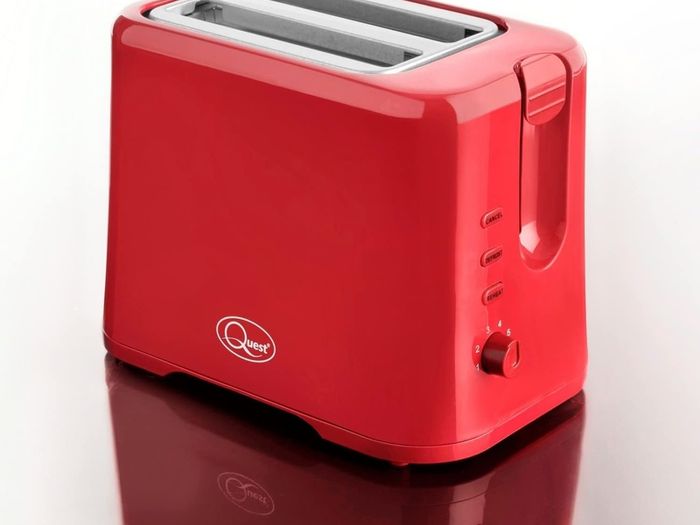 Quest Red Two Slice Toasters 870 Watts Reheat/ Cancel / Defrost/ Variable Browning Settings All New Stock Boxed Fully Guaranteed Price 20 Inc vat