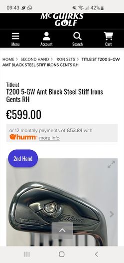 Titleist T200 Irons 5 To Pw + Gw price dropped to clear