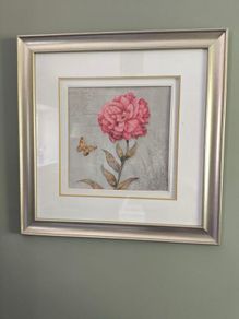 Framed print butterfly and flower