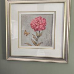 Framed print butterfly and flower