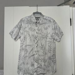 Ted Baker Damien Short Sleeve Shirt in White Floral Print - size 4 (medium)