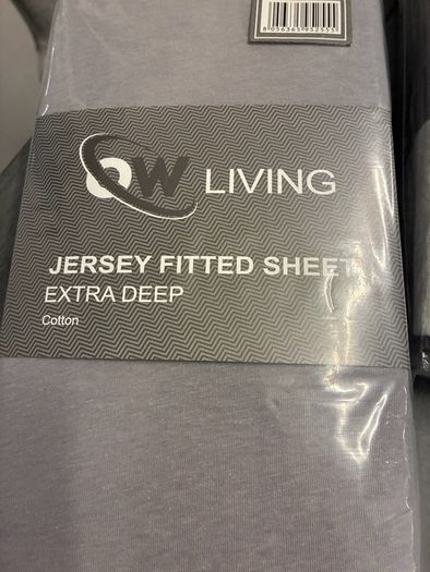 2 x Single Jersey Fitted Sheet (Extra Deep - See dimensions in notes) Cotton - light and mid grey