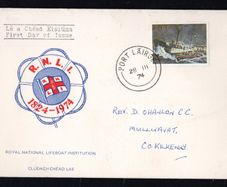 1974 Ireland 150th Anniversary of the Royal National Lifeboat Institution (RNLI) Commemorative Stamp First Day Cover (FDC) with Port Lairge (Waterford) steele cancel
