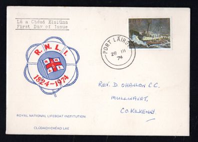 1974 Ireland 150th Anniversary of the Royal National Lifeboat Institution (RNLI) Commemorative Stamp First Day Cover (FDC) with Port Lairge (Waterford) steele cancel