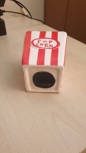 white red popcorn money piggy bank