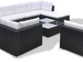_32-Piece Set Poly Rattan Sofa Lounge Set Garden Furniture, black