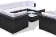 _32-Piece Set Poly Rattan Sofa Lounge Set Garden Furniture, black