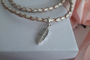 New genuine pandora leather bracelet and genuine pandora feather charm