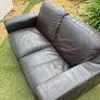 Black Leather 2 Seater Sofa - Good Condition - 160cm Wide Image 4