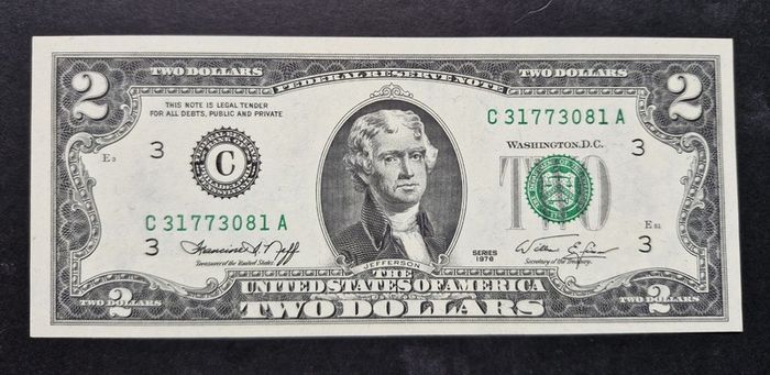 1976 Series 2 Dollar Bill Unc Jefferson Note (81a)