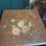 Antique Edwardian folk art handpainted fl9ral side table 2 tier Image 2