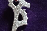 Silver 925, pendant "Seahorse" with rhinestones.