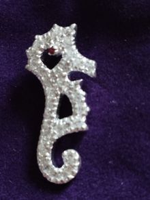 Silver 925, pendant "Seahorse" with rhinestones.