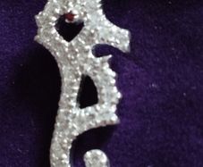 Silver 925, pendant "Seahorse" with rhinestones.