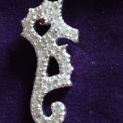 Silver 925, pendant "Seahorse" with rhinestones.