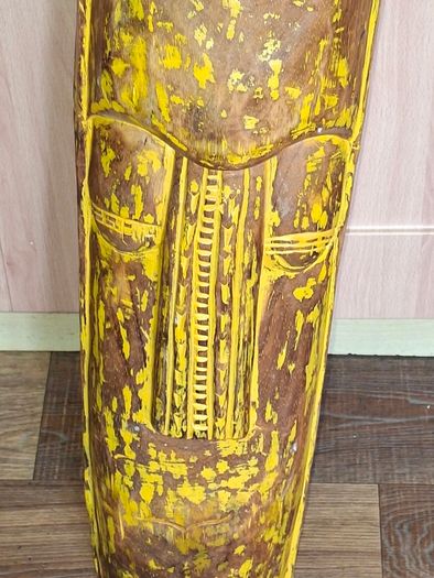 A Large Traditional Hand Carved Wood Shield Totem, Postage Available or collection, Measurements are in the photo's