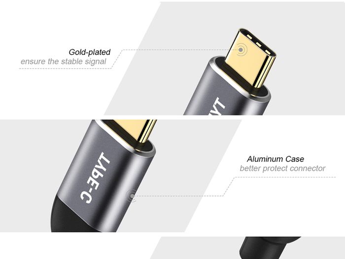 QGeeM USB-C Type (Thunderbolt 3 Compatible) HDMI Female (UHD 4K/30Hz) Gold-Plated/Nylon Braided/Aluminum Alloy Adapter Cable (Brand New/Warranty)
