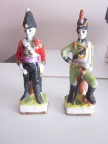 Two  Antique Staffordshire Hand Painted  Soldier Figures