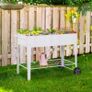 Metal Raised Garden Bed with Wheels, Garden Planter Trolley Elevated Plant Box with Storage Shelf Image 2