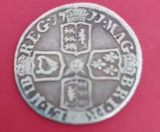 1711 Queen Anne 6 pence coin in very fine condition