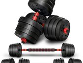2 in 1 Dumbbell Set Adjustable Dumbbell & Barbell Spinlock Collars & Connection Tube