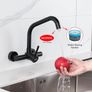 Ibergrif Kitchen Tap Wall Mounted 360 Rotation - Mixer Tap with Adjustable Mounting Hole Tap Kitchen Wall Tap Sink Black Image 6