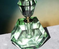 Extra heavy Art Deco cut crystal perfume bottle
