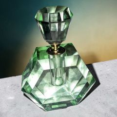 Extra heavy Art Deco cut crystal perfume bottle