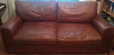 Brown leather couch - 3 seater