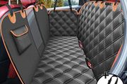 Dog Hammock for Car Back Seats with Side Protection and Mesh Visual Window, Durable Scratch Proof and Waterproof Pet Seat Cover for Cars/Trucks/SUV, 135 x 148 cm, Black&amp;Orange