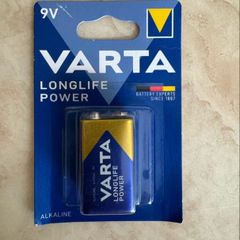 Varta alkaline transistor battery, voltage 9 Volt.
