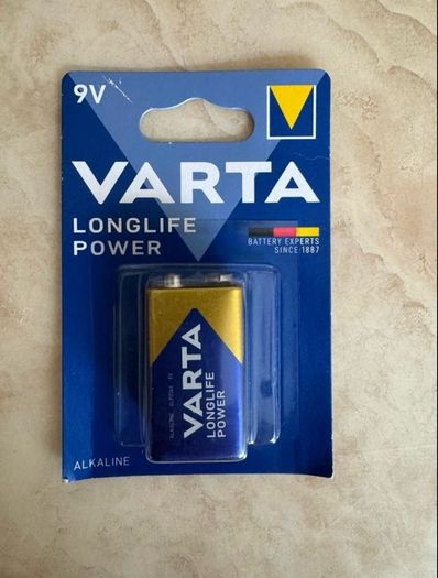 Varta alkaline transistor battery, voltage 9 Volt.