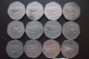 12 Irish coins@50 Pence (1978-1998)