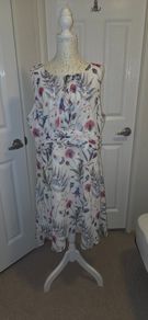 Kelly & Grace Floral Shift Dress UK 18 Boho Midi Summer Occasion White