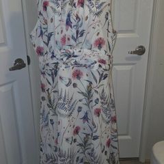Kelly & Grace Floral Shift Dress UK 18 Boho Midi Summer Occasion White