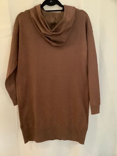Brown Hoodie knitted Tunic Dress
