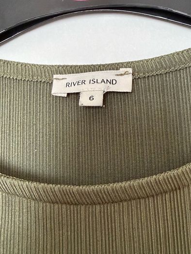 River Island Olive Green Ribbed Midi Dress XS/S