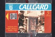 1995 Ireland 5 unit complimentary Callcard was by Telecom Eireann. Includes a picture of Ireland's first call box dating back to the year 1925 (Schlumberger SC7) Call Card New and Sealed