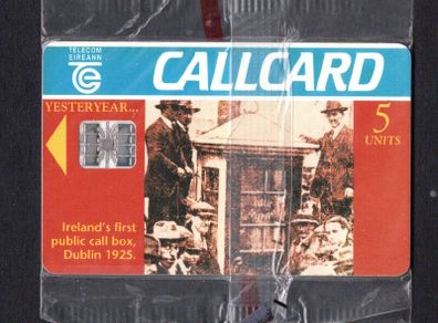 1995 Ireland 5 unit complimentary Callcard was by Telecom Eireann. Includes a picture of Ireland's first call box dating back to the year 1925 (Schlumberger SC7) Call Card New and Sealed