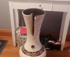 Extra large floor standing vase /home decor cream and brown could be painted /up styled heavy piece
