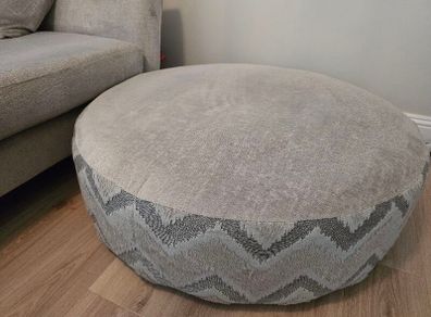 DFS Lawrie large round patterned and plain footstool, PRICE
