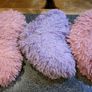 1 Purple & 2 Pink Fluffy Cushions (used). Image 2